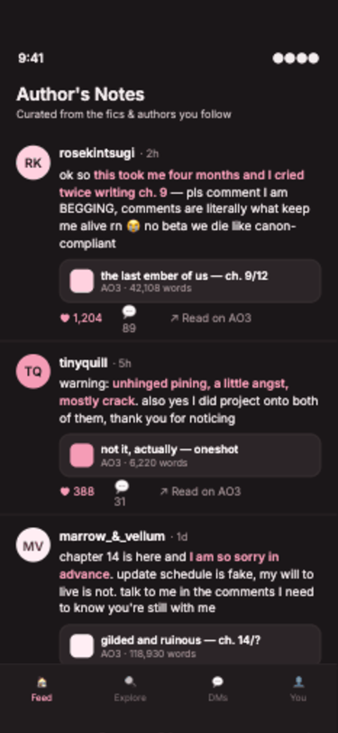Fluff author's-notes feed